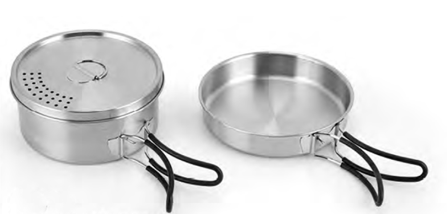 Stainless steel solo cookware set